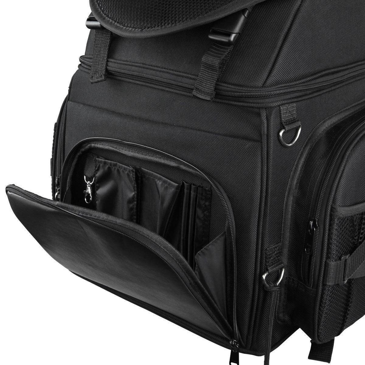 Vance VS345 Black Nylon Deluxe Motorcycle Luggage Travel Touring Bag Sissybar Bag - Detail View