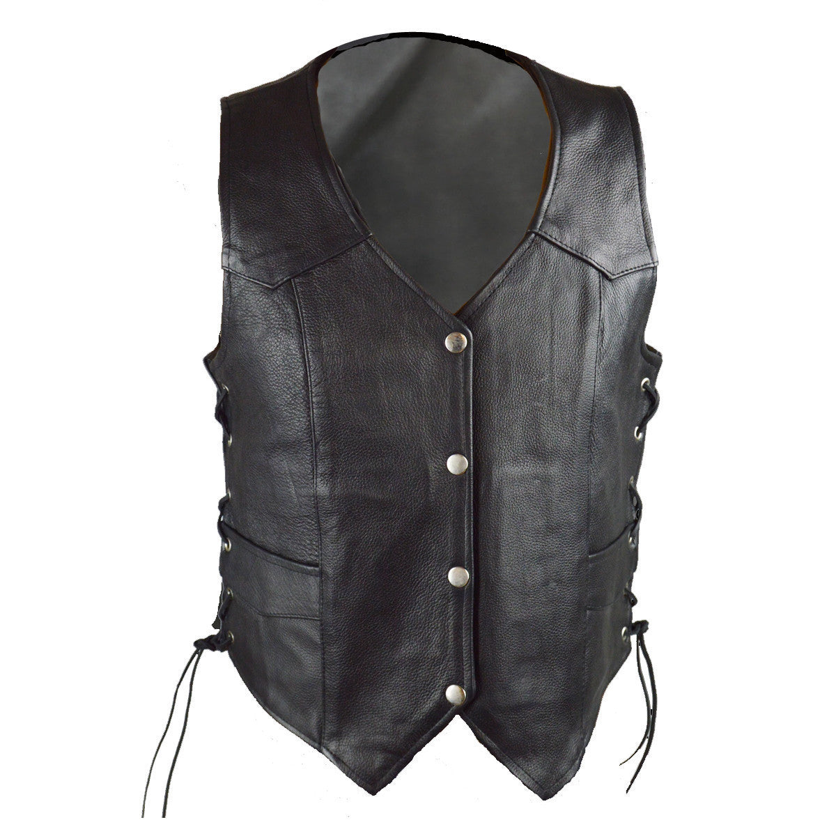 Vance VL1040 Womens Black Lady Biker Leather Motorcycle Vest