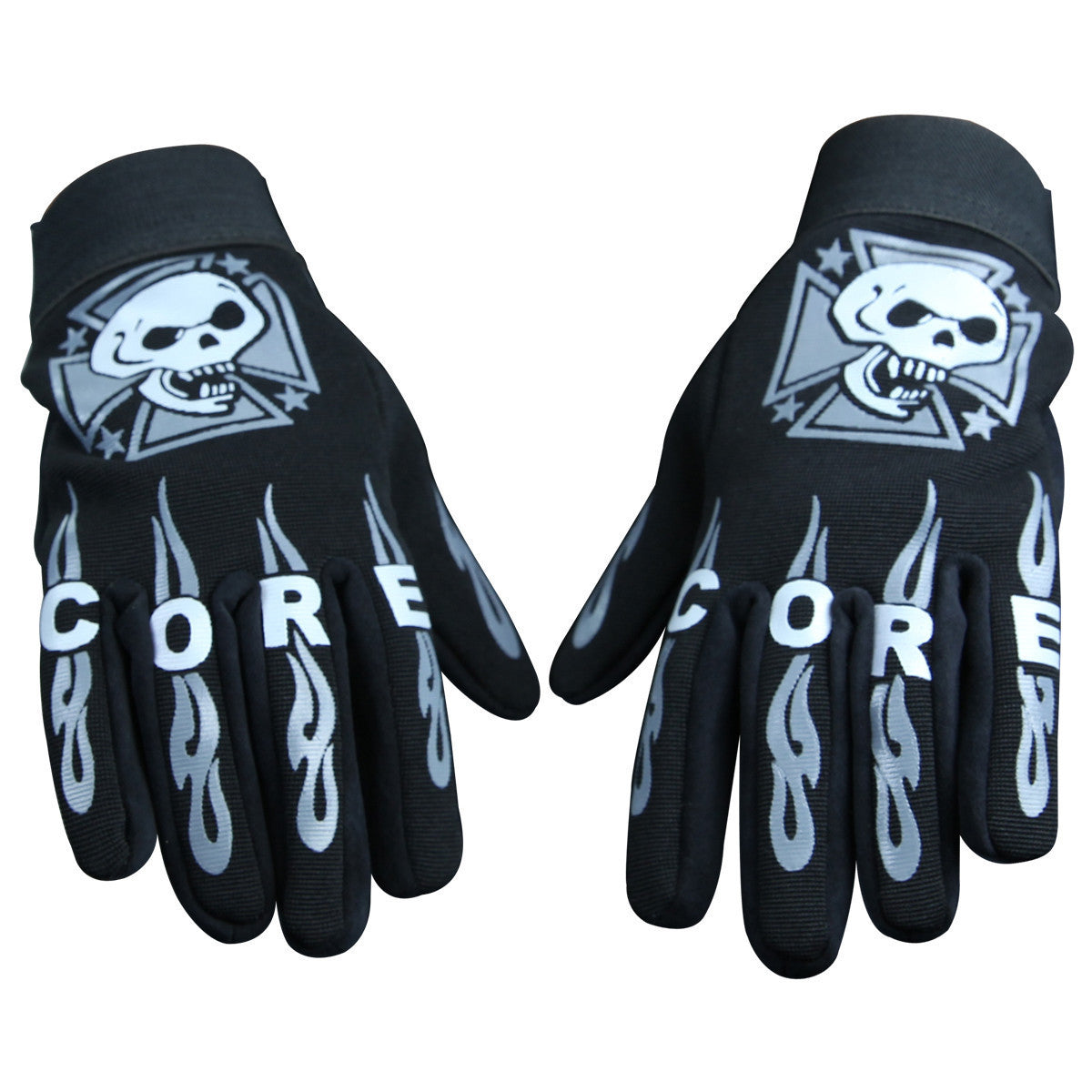 Vance VL450 Mens Black Suede Palm and Skull Design Mechanic Gloves