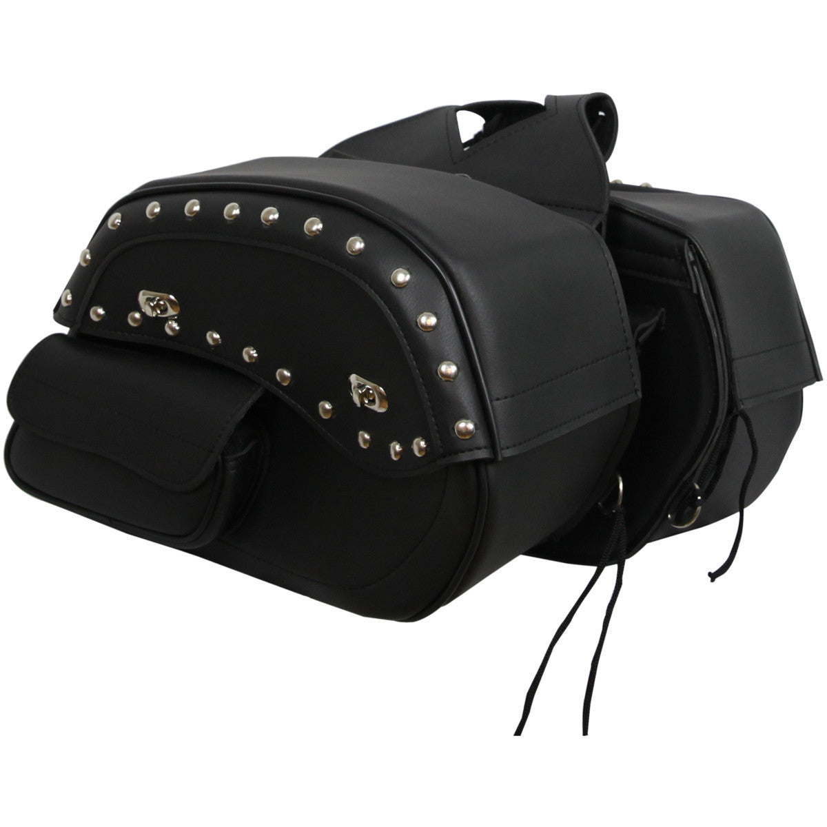 Vance VS230S Black Studded Motorcycle Saddlebags for Honda Yamaha Kawasaki Indian and Harley Davidson Motorcycles