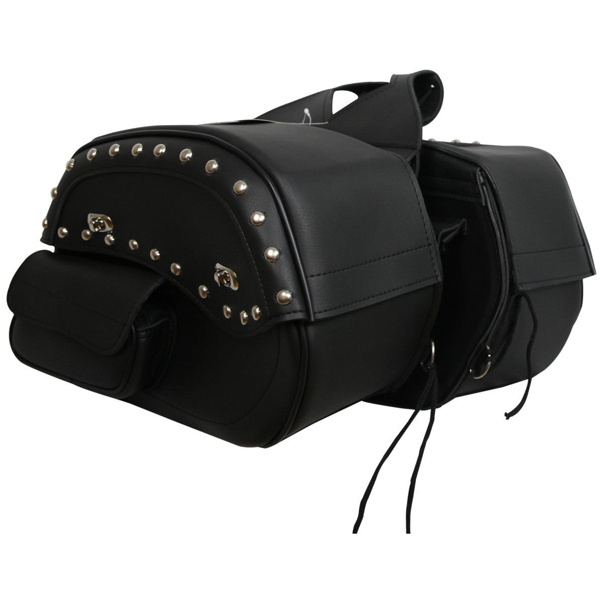 Vance VS230S Black Studded Motorcycle Saddlebags for Honda Yamaha Kawasaki Indian and Harley Davidson Motorcycles