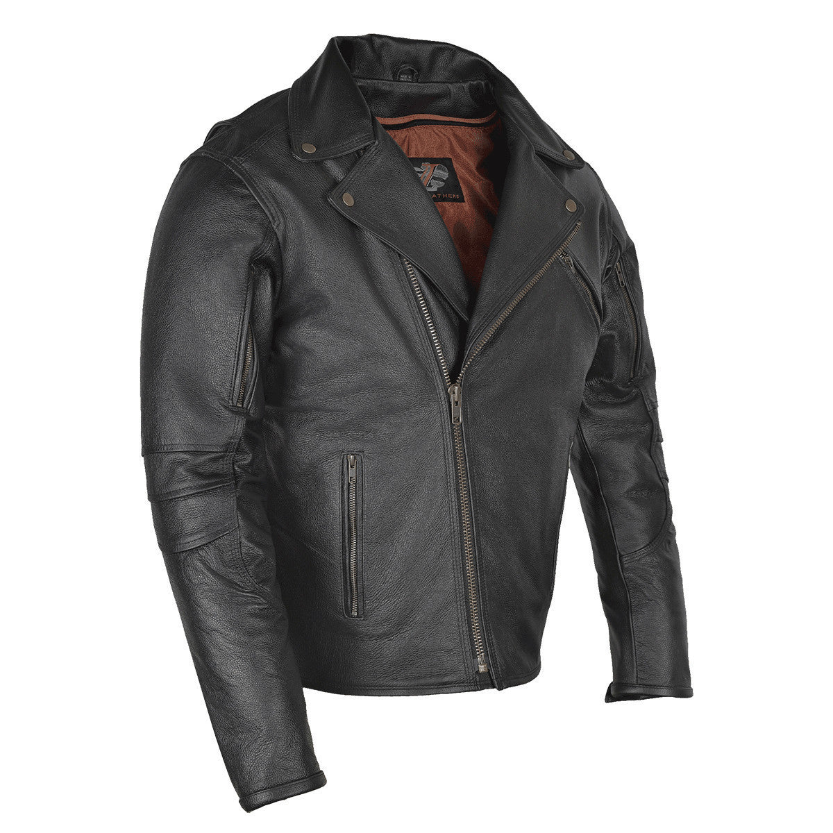 High Mileage HMM517L Men's Dual Conceal Carry Premium Lightweight Goatskin Leather Motorcycle Biker Jacket - Side View