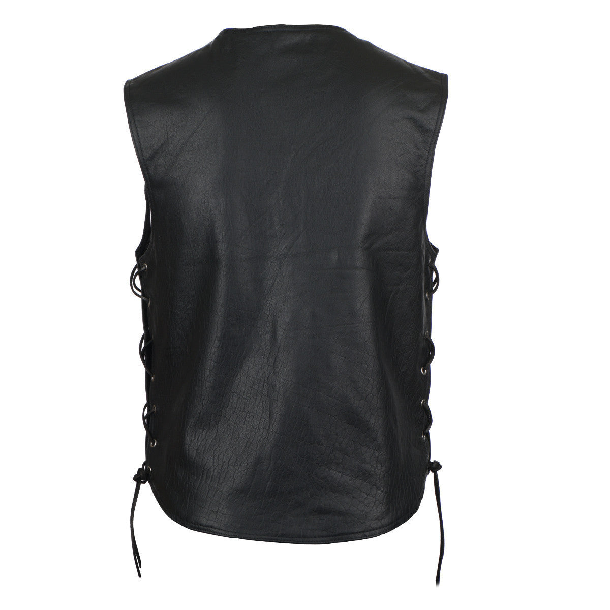 Vance MV109 Mens Black Jean Style Leather Motorcycle Vest