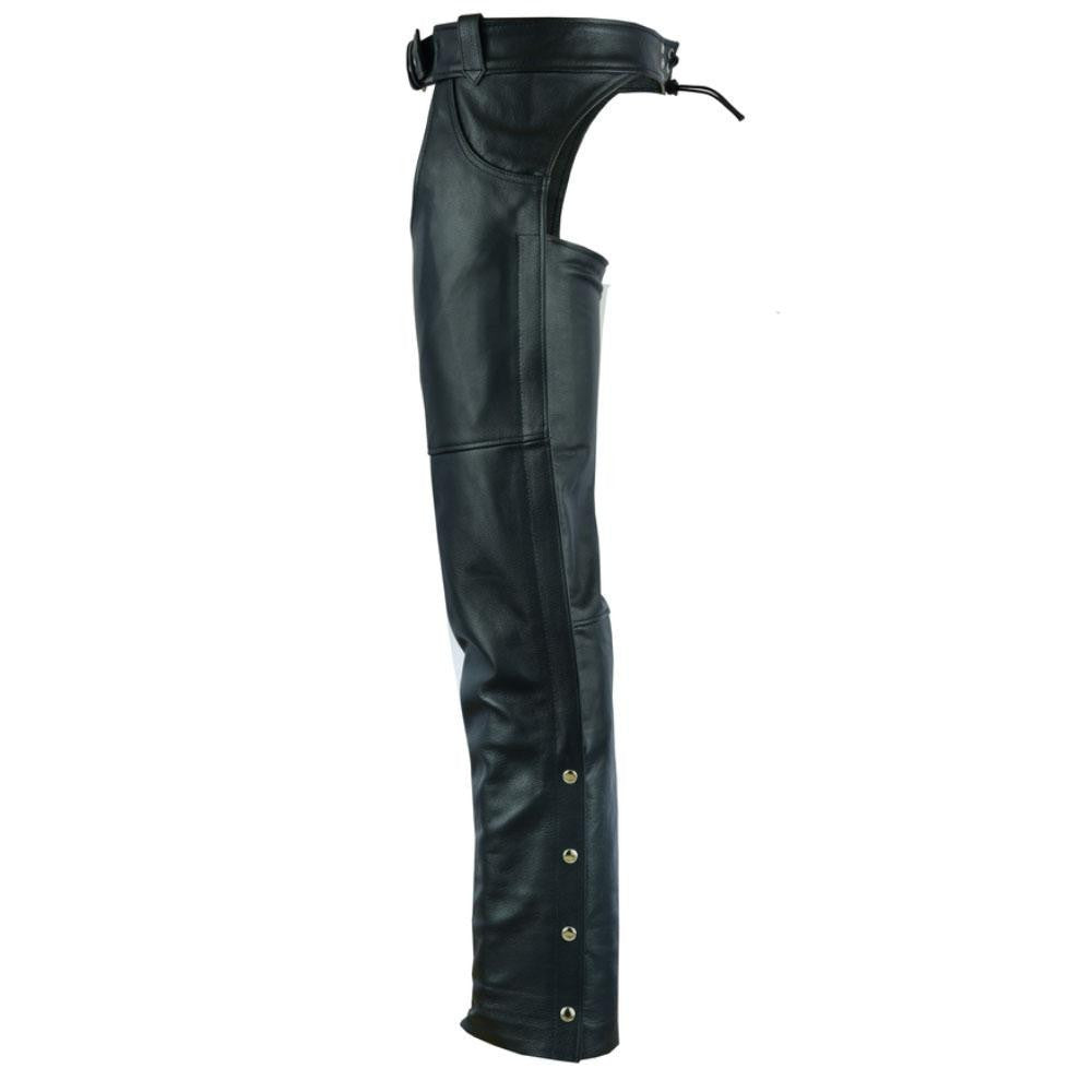 Vance Leather VL813 Men and Women Black Jean Style Cowhide Biker Motorcycle Leather Chaps