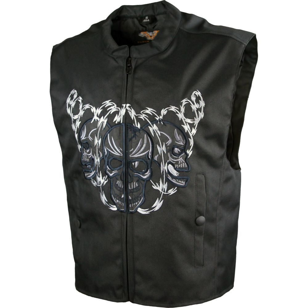 Men's Textile Vest with Reflective Skull