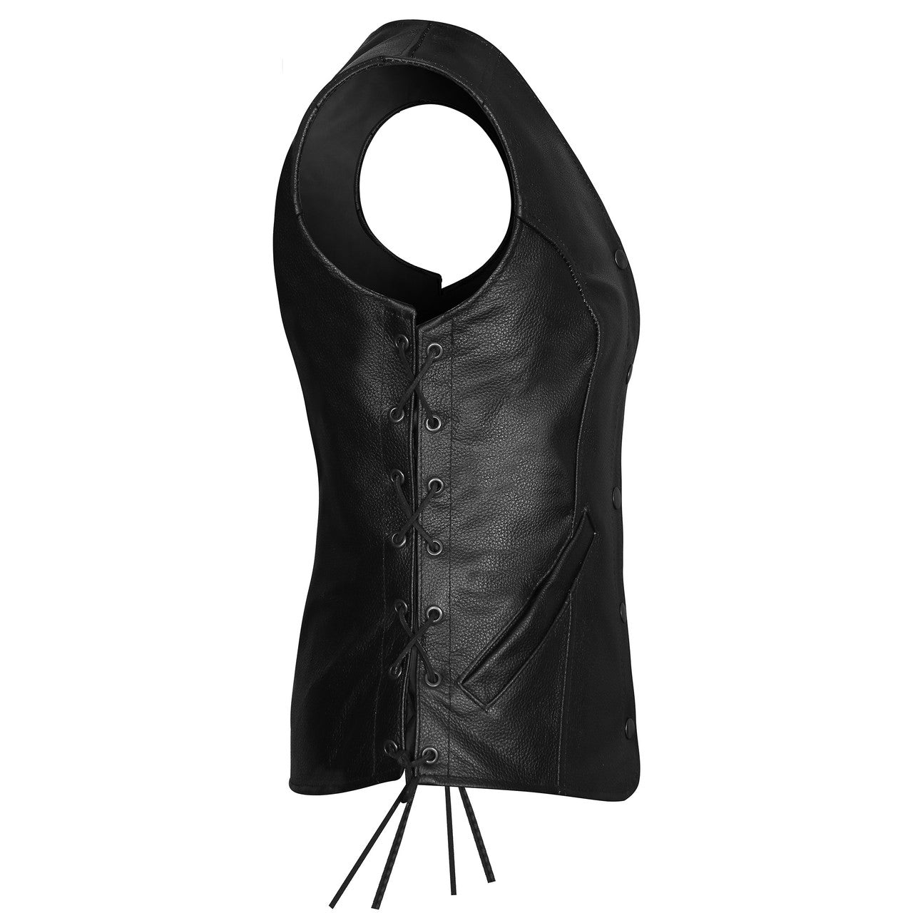 Vance Leather Ladies Economy Leather Five-Snap Lace Side Vest - side - view