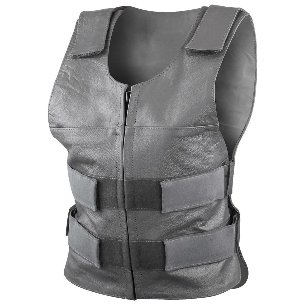 Women's Grey Pink or Red Bulletproof Style Lady Biker Cowhide Leather Motorcycle Vest