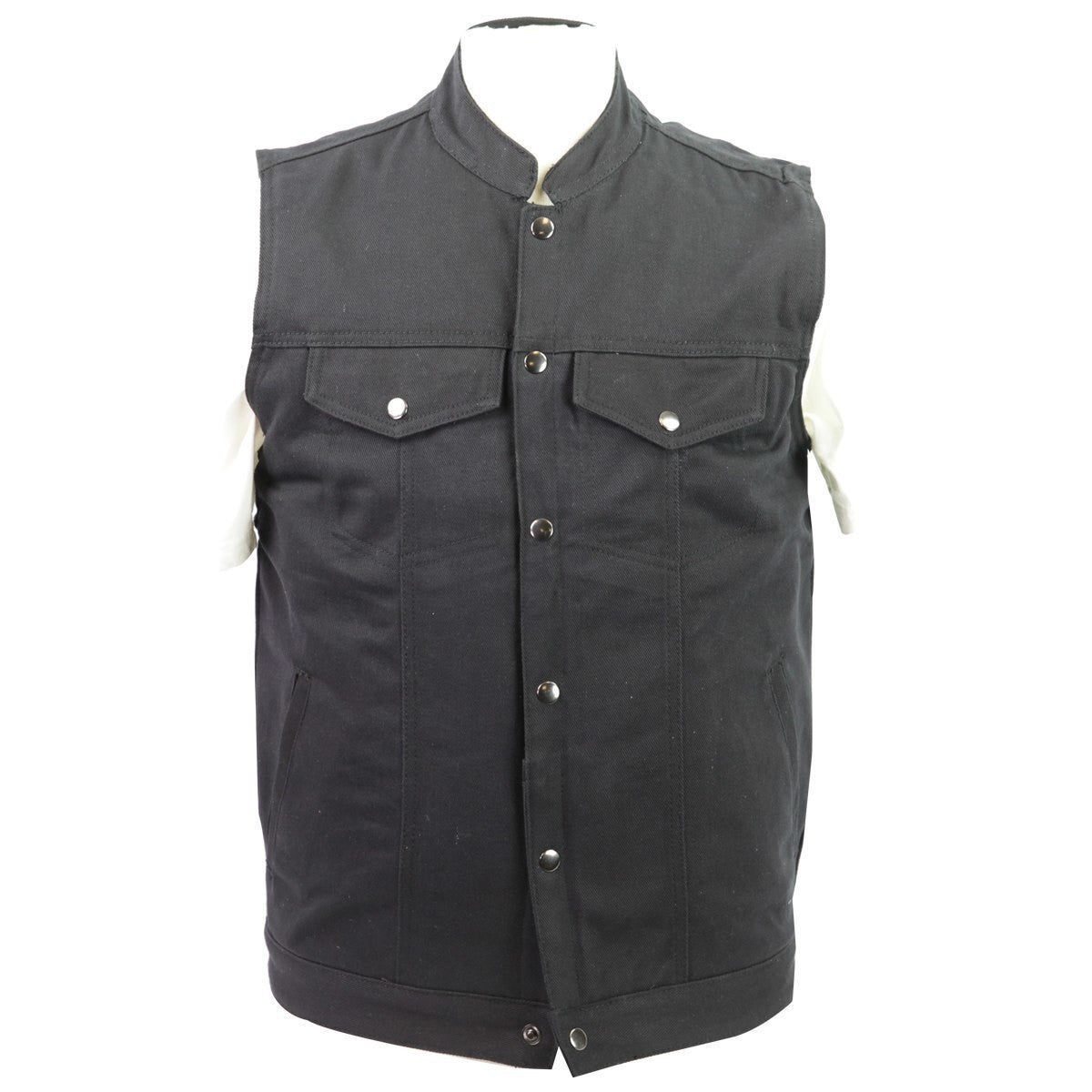 Vance VB920 Mens Black Heavy Duty Concealed Carry Denim Motorcycle Vest