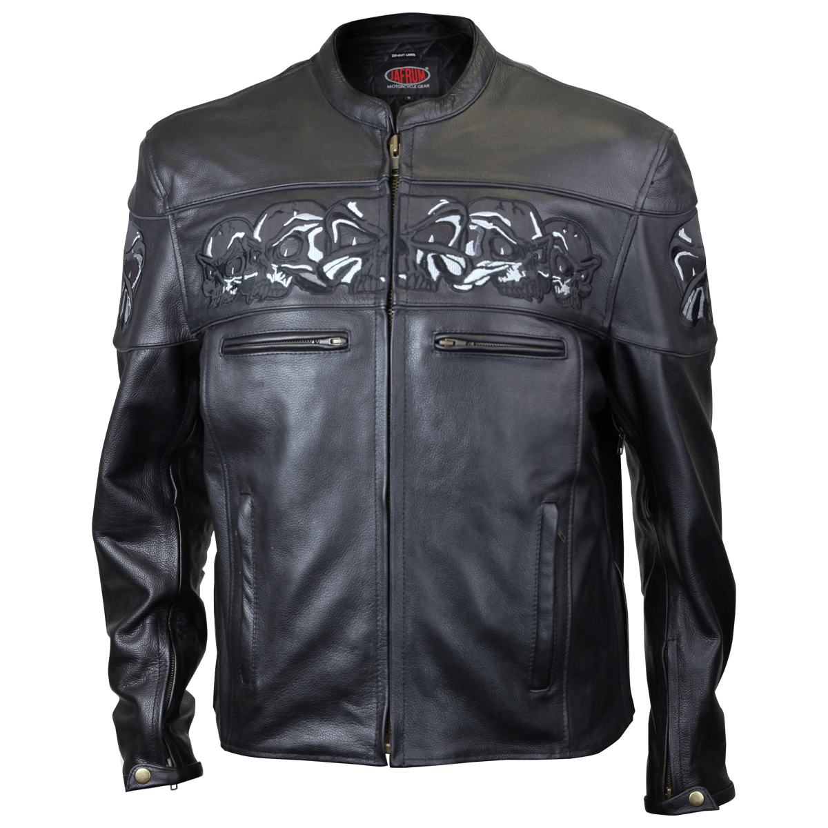 Premium Cowhide Leather Motorcycle Jacket With Reflective Skull