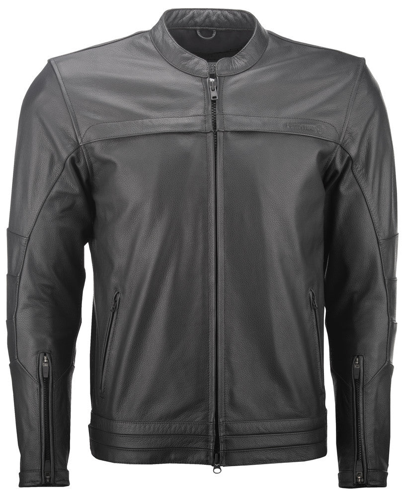 Highway 21 Primer Leather Motorcycle Jacket - Black