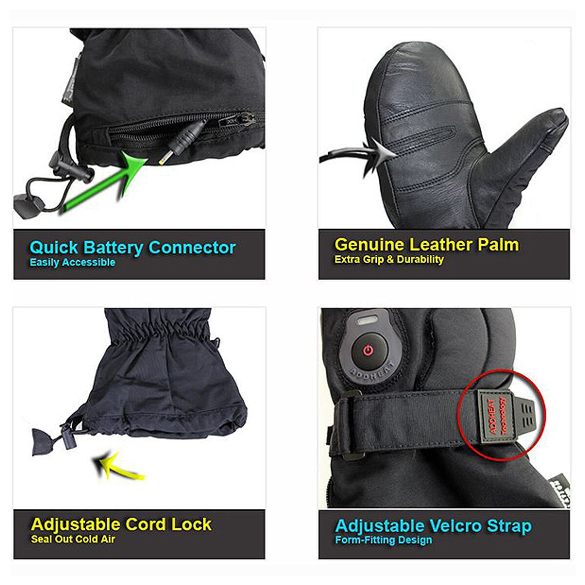 Venture Heat Epic 2.0 Battery Heated Motorcycle Mittens - Detail View