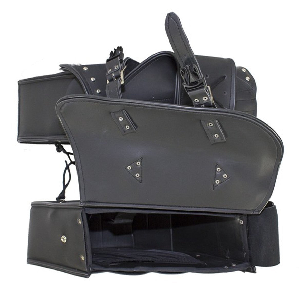 Vance VS214S Studded Motorcycle Saddlebags for Harley Davidson Dyna Motorcycles - Open View