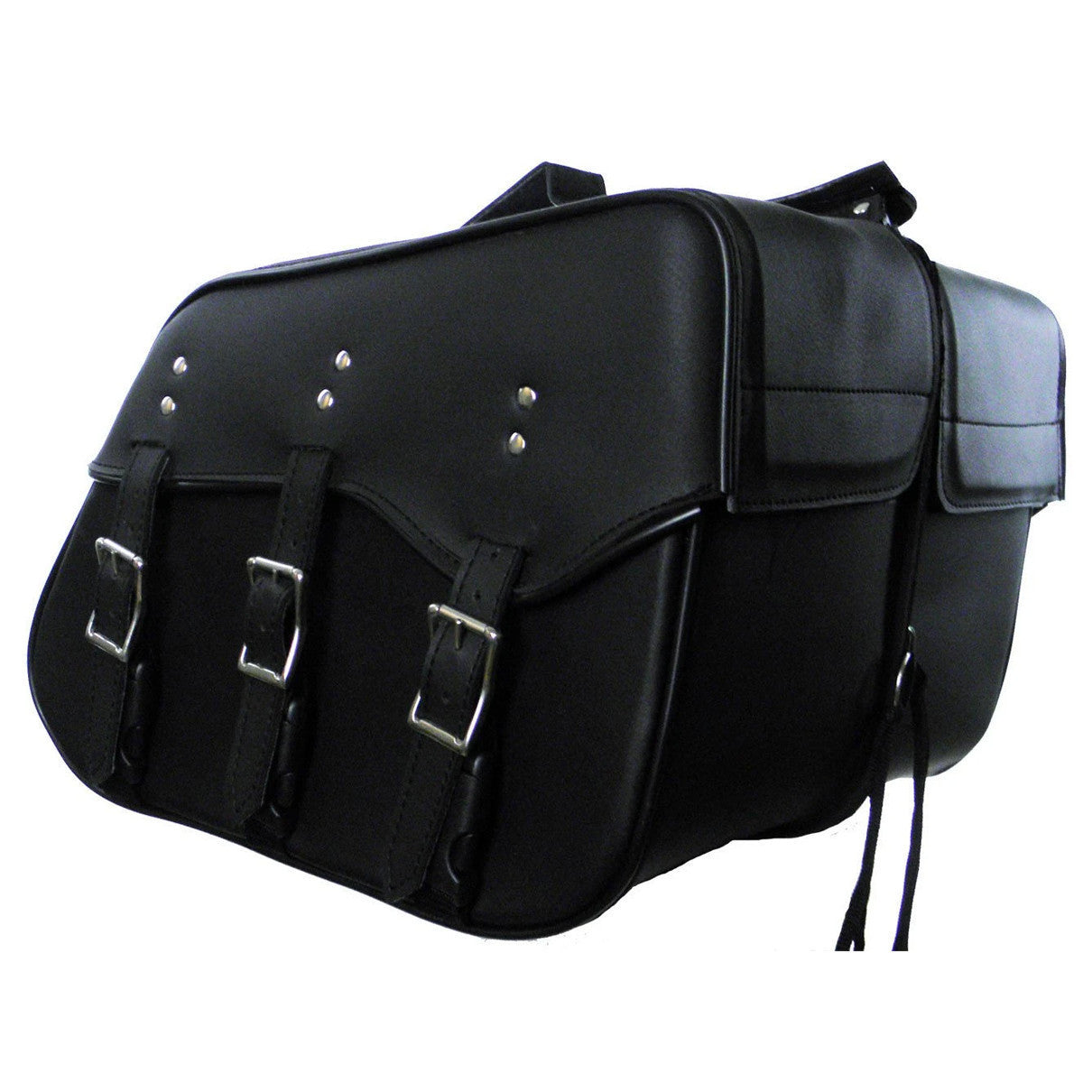 Vance VS212 Black Motorcycle Saddlebags for Honda Yamaha Kawasaki Indian and Harley Davidson Motorcycles