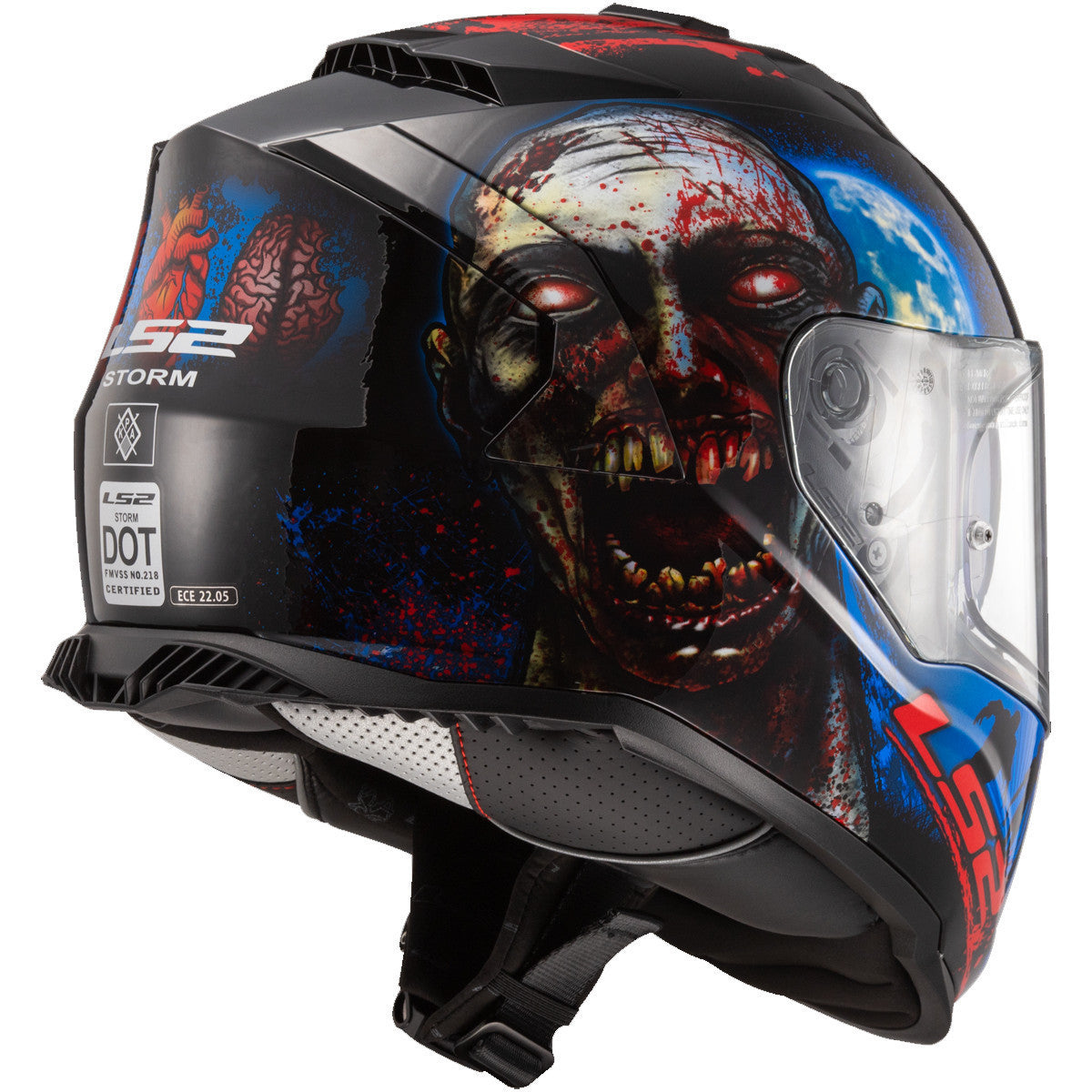 LS2 Assault I Heart Brains Glow In The Dark Helmet - Rear View