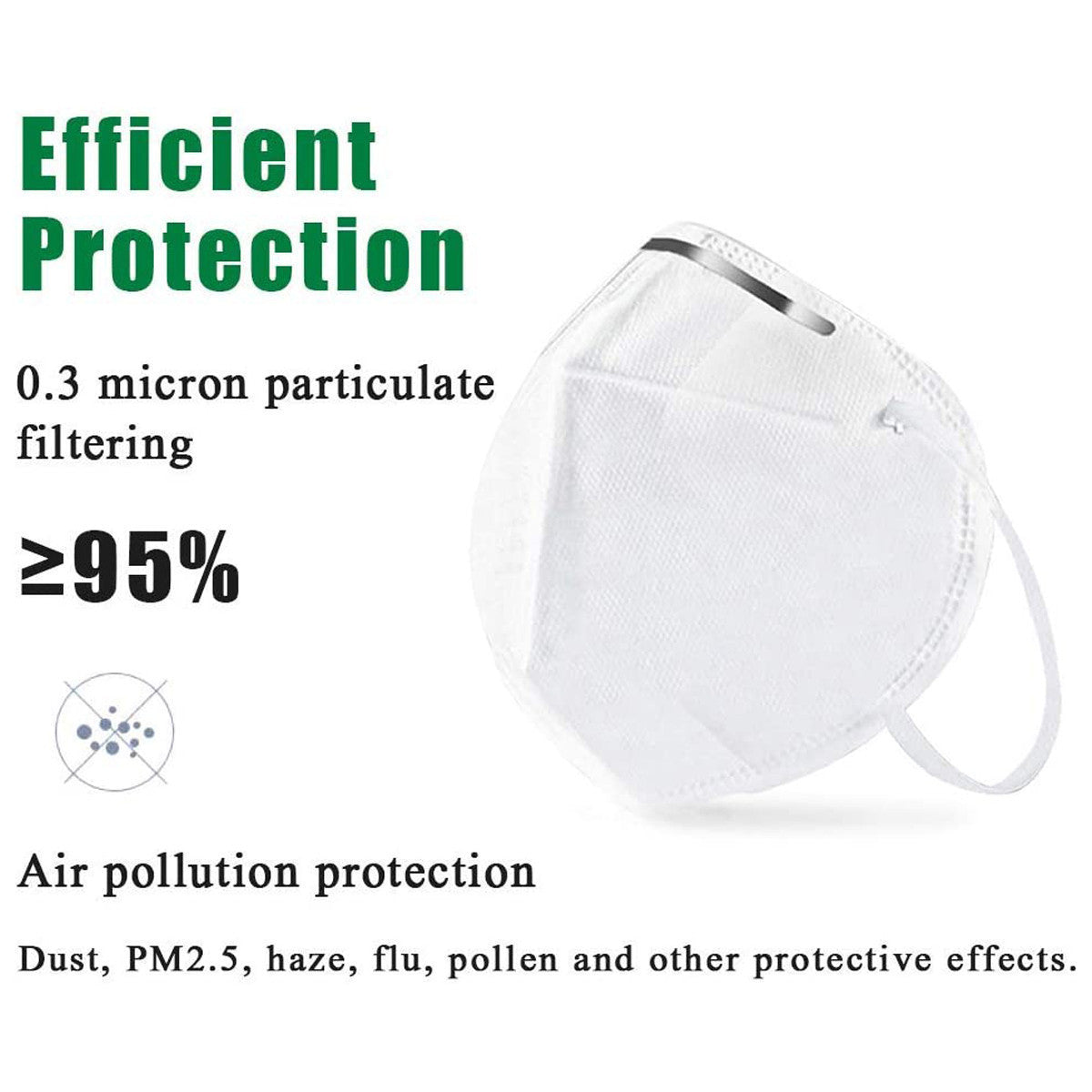 KN95 Anti Air Pollution Face Mask With 95% 0.3 Microns Particulate Filtration