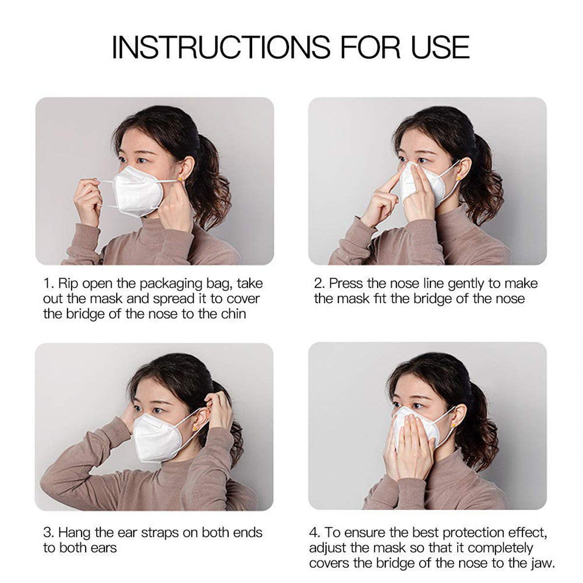 KN95 Anti Air Pollution Face Mask With 95% 0.3 Microns Particulate Filtration