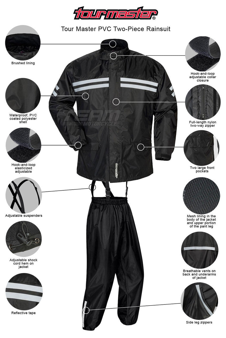 Tour Master Shield Two-Piece Rainsuit - Infographics