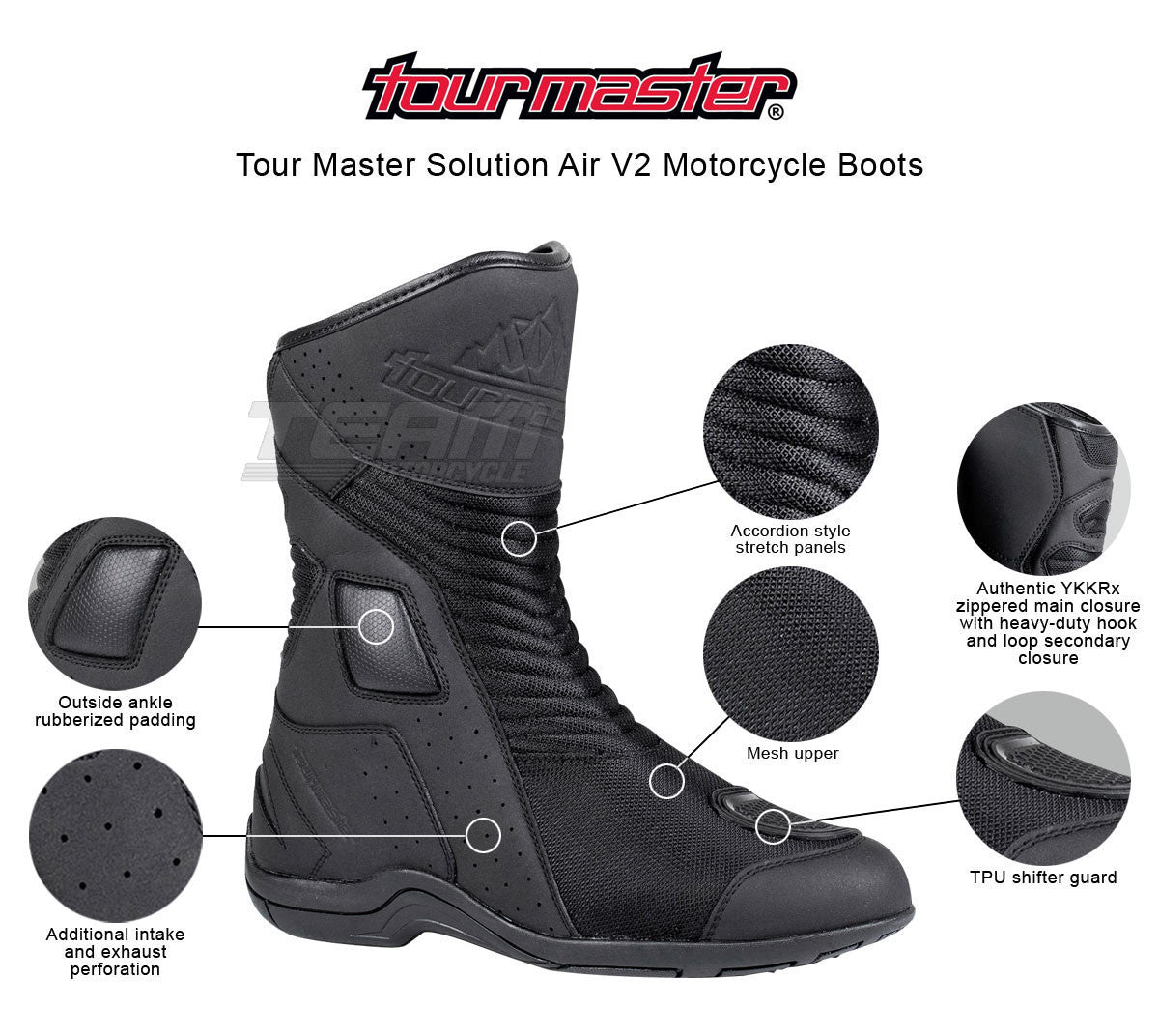 Tour Master Solution Air V2 Motorcycle Boots - Infographics