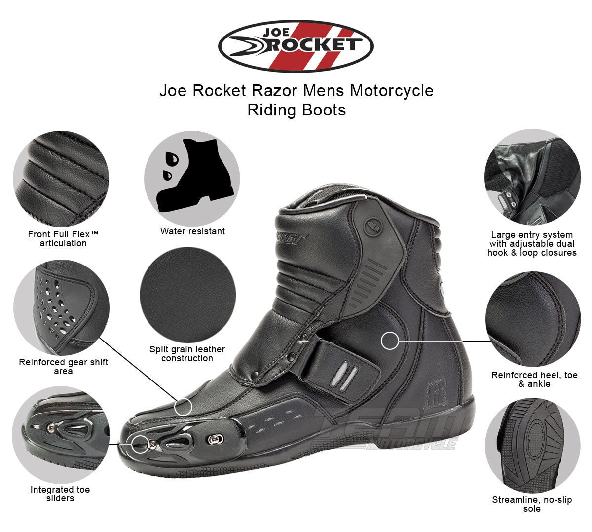 Joe Rocket Razor Mens Motorcycle Riding Boots - Infographics