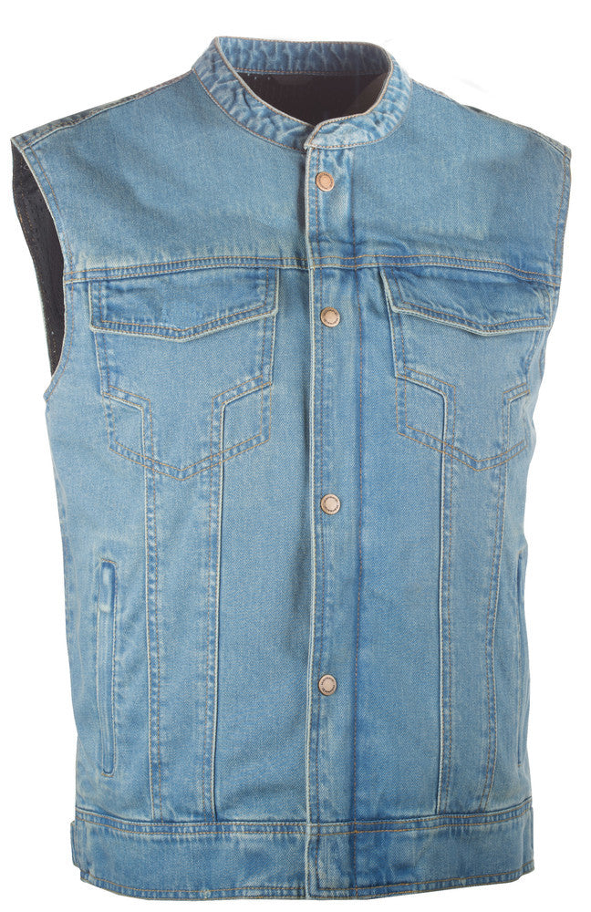 Highway 21 Iron Sights Club Collar Denim Vest - Blue