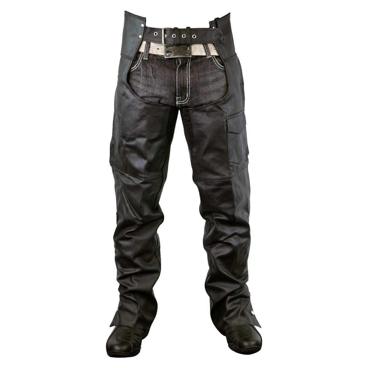 Vance Leather VL805S Mens and Womens All Season Black Zip-out Insulated Thermal Liner Biker Leather Motorcycle Chaps