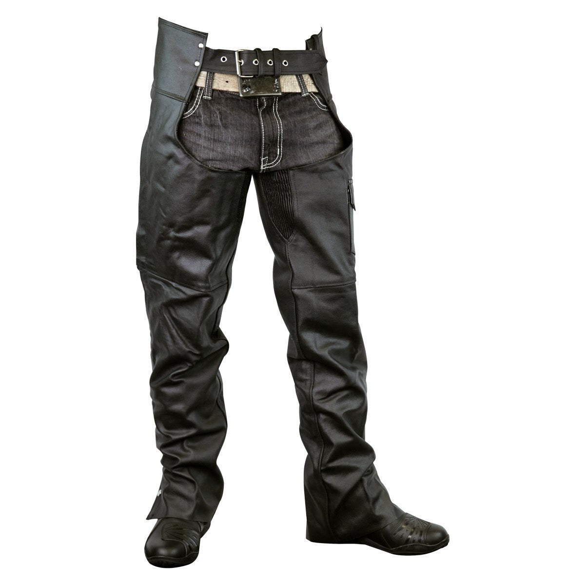 Vance Leather VL805S Mens and Womens All Season Black Zip-out Insulated Thermal Liner Biker Leather Motorcycle Chaps