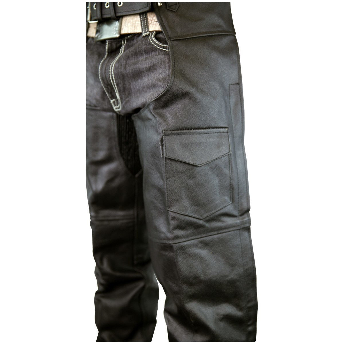 Vance Leather VL805S Mens and Womens All Season Black Zip-out Insulated Thermal Liner Biker Leather Motorcycle Chaps