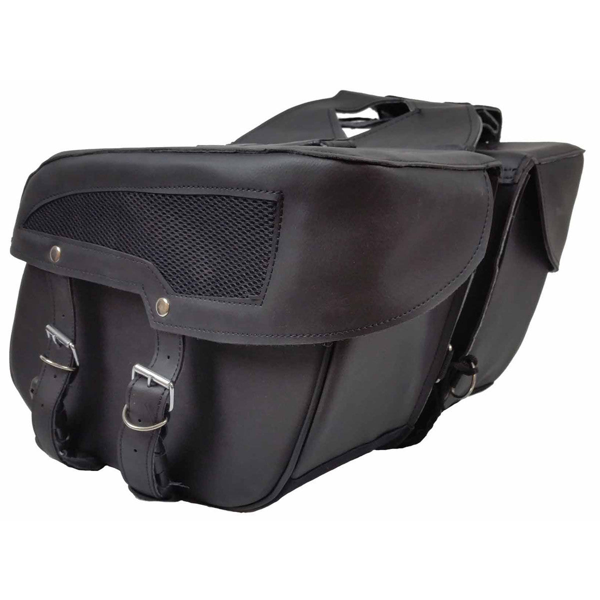 Slanted Leather Like Motorcycle Saddlebag