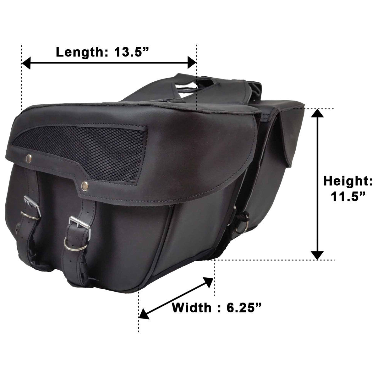 Slanted Leather Like Motorcycle Saddlebag