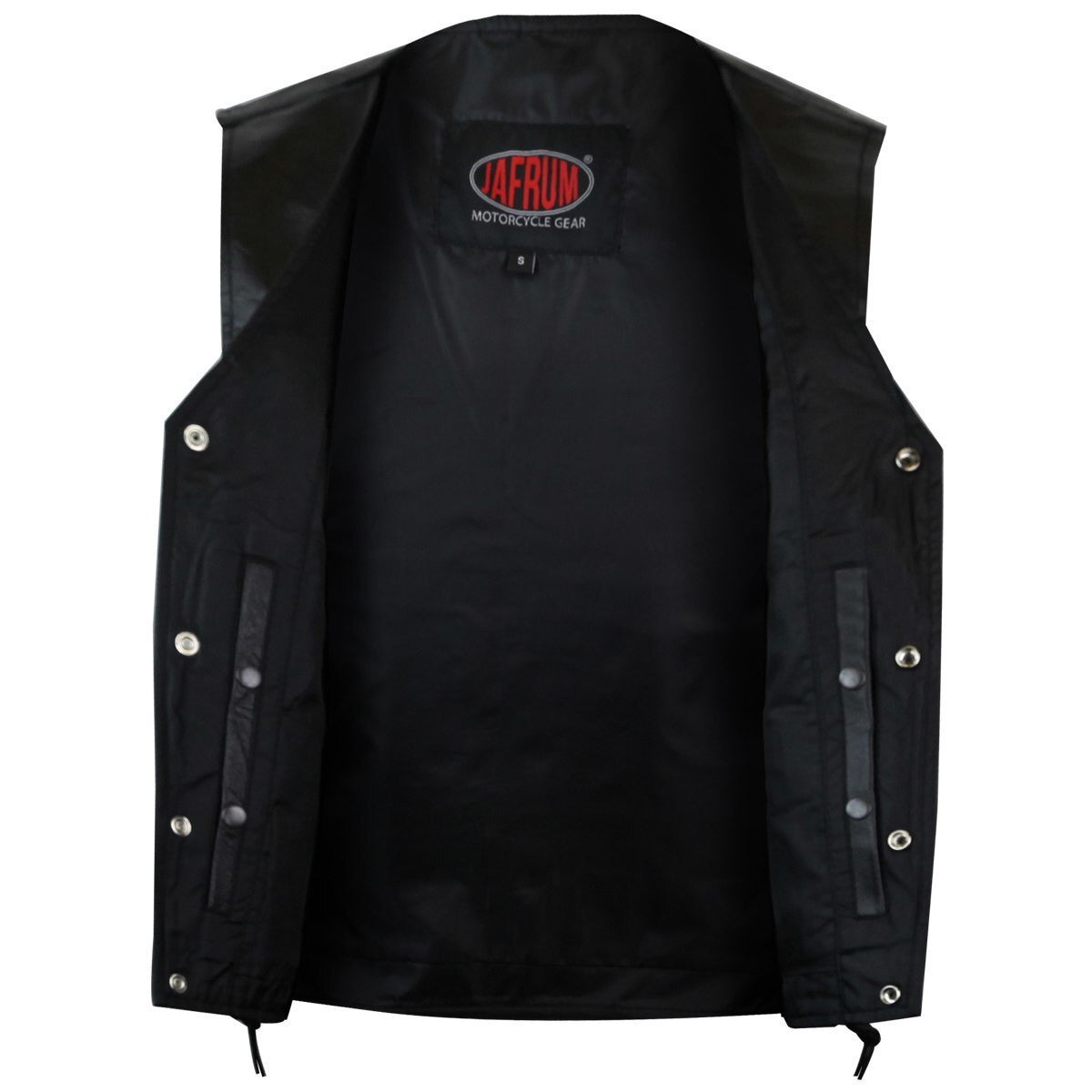 Vance VL939S Mens Black Straight Bottom Leather Motorcycle Vest - Open View