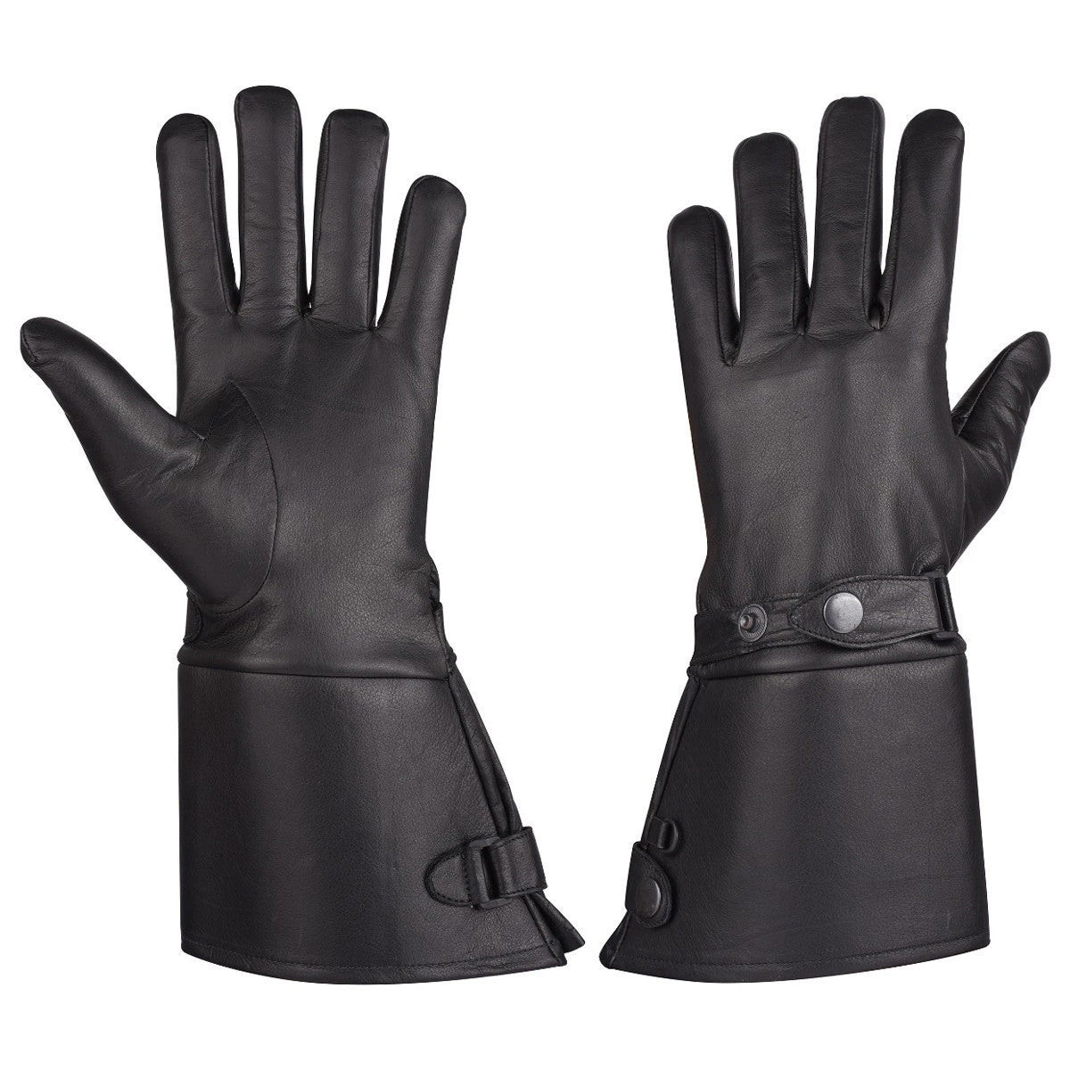 Vance VL432 Mens Thermal Lined Leather Gauntlet Gloves With Snap Wrist and Cuff