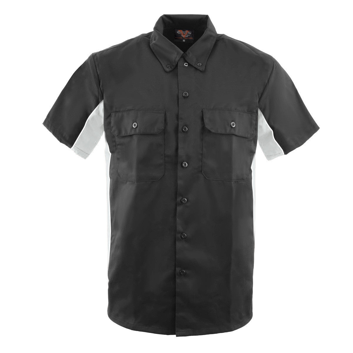 Vance Men's Button Front Garage Mechanics Shirt - Black/White