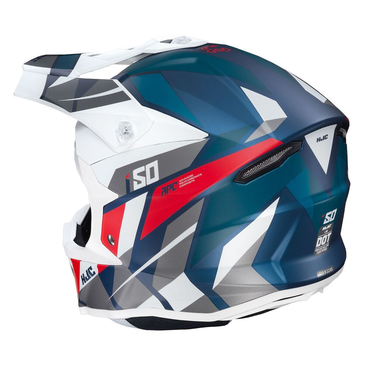 HJC i50 Vanish Helmet - White/Blue Rear View