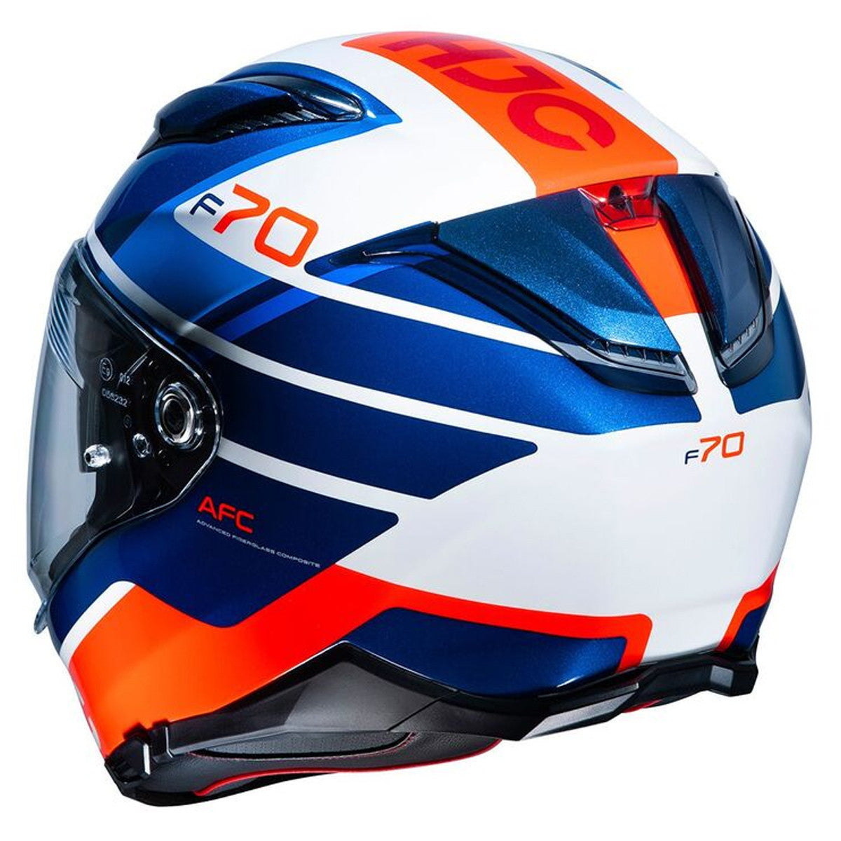 HJC F70 Tino Helmet - Blue/Orange Rear View