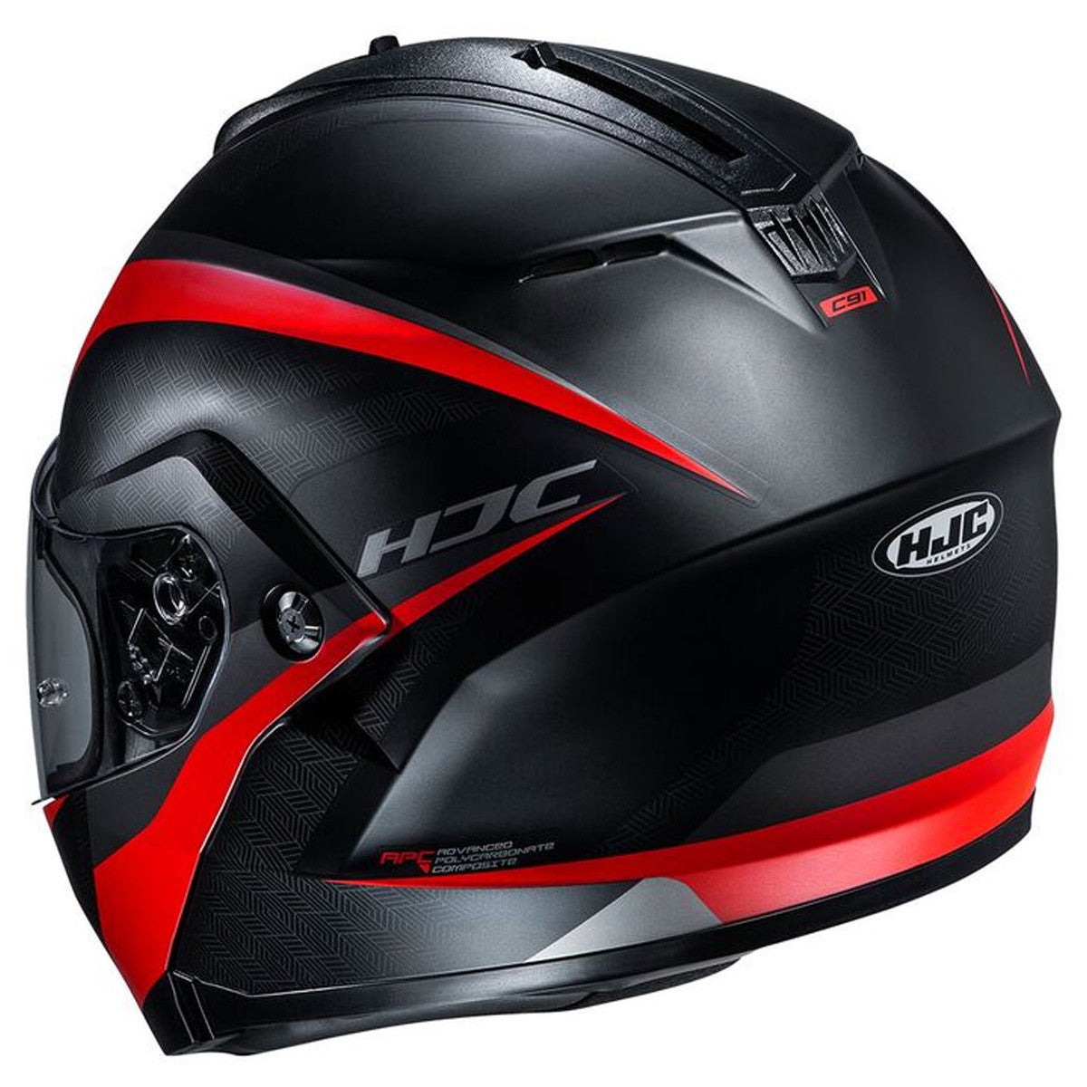 HJC C91 Taly Helmet - Black/Red Rear View