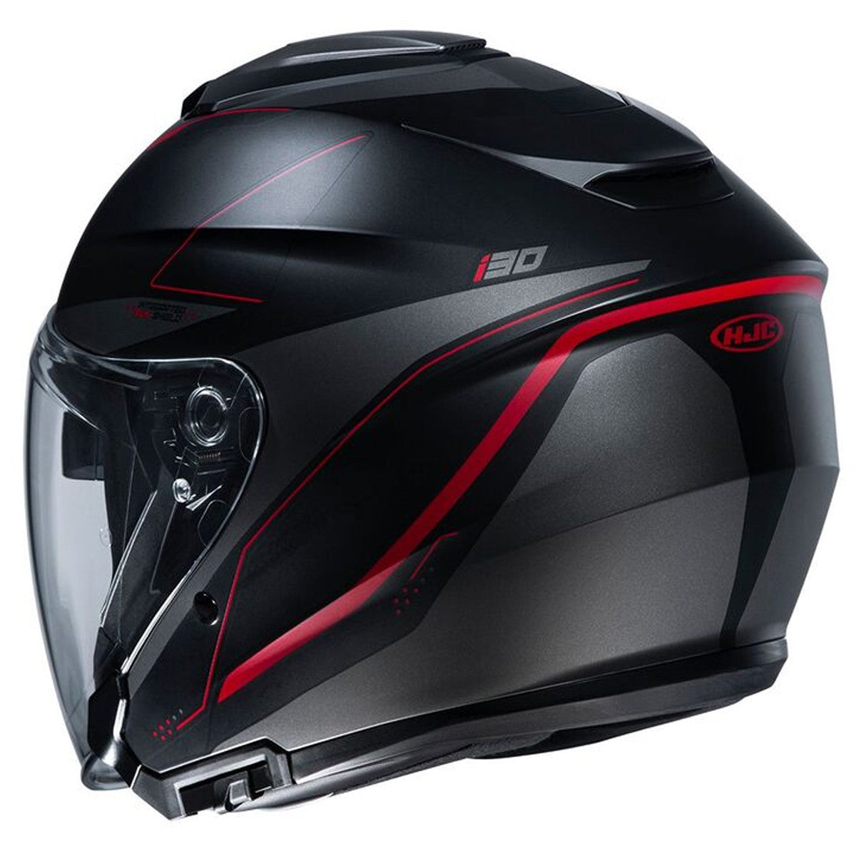 HJC i30 Slight Helmet - Black/Red Rear View