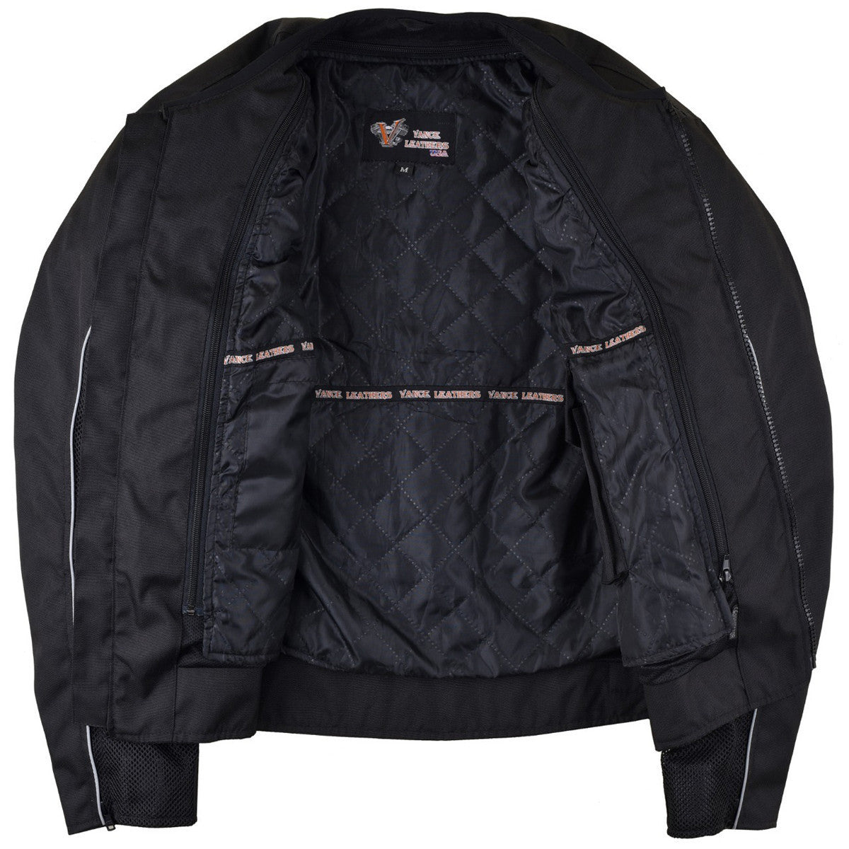 Advanced Vance VL1626 'Velocity' Waterproof 3-Season Mesh/Textile CE Armor Motorcycle Jacket - Inner View