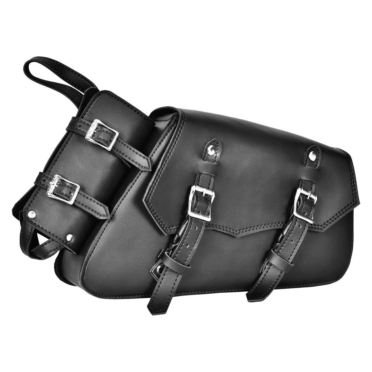 Vance VS151L Black Left Side Motorcycle Swing Arm Bag for Harley Honda Yamaha Kawasaki Indian Motorcycles - Side View