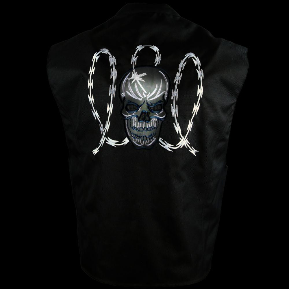 Men's Textile Vest with Reflective Skull