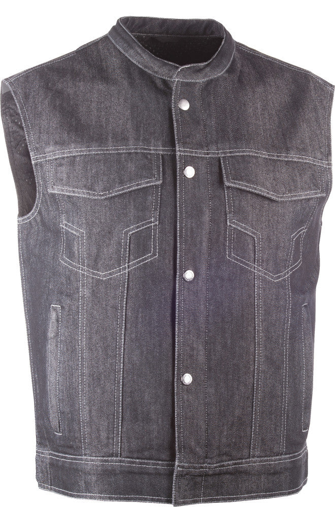 Highway 21 Iron Sights Club Collar Denim Vest - Black