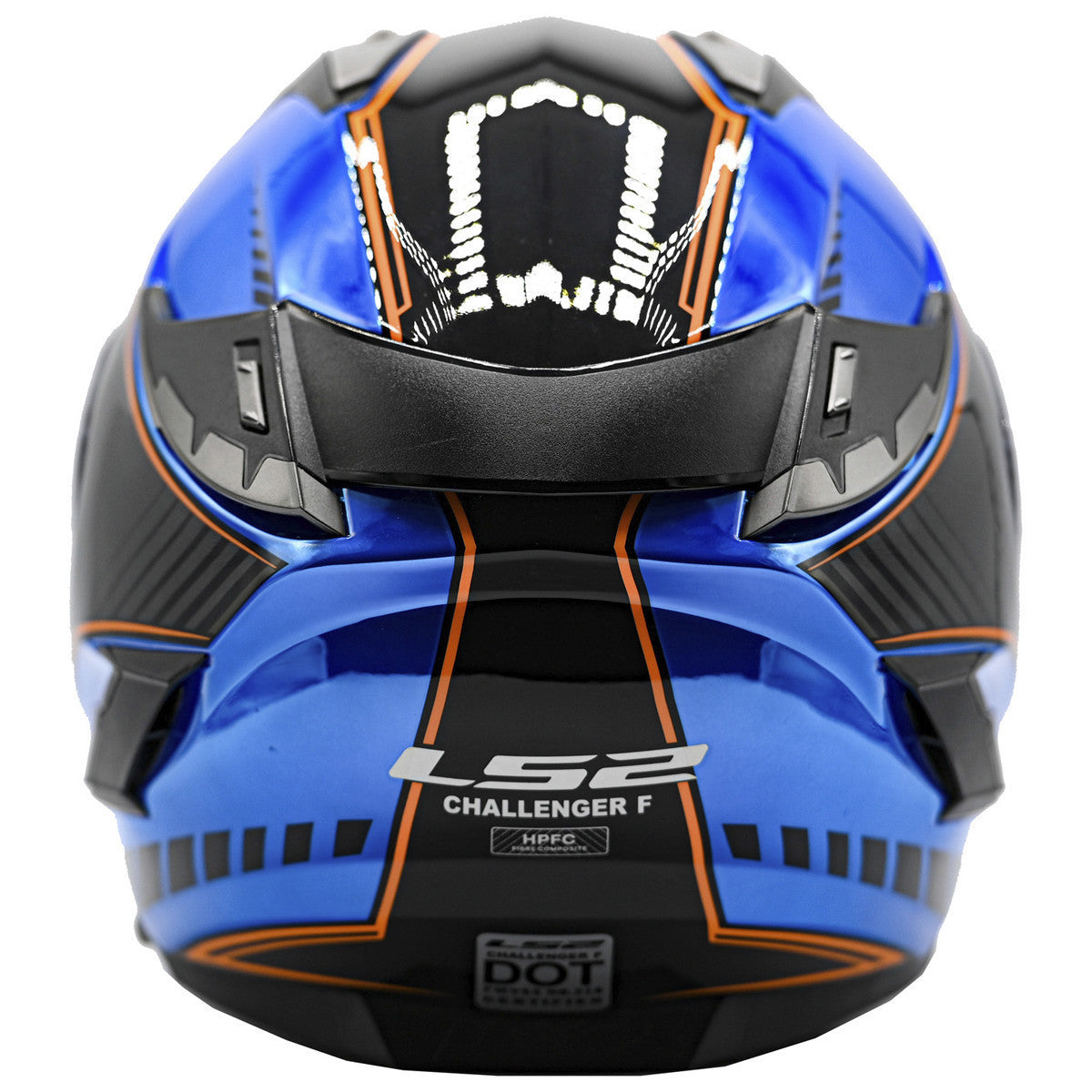 LS2 Challenger GT Boss Helmet-Black/Blue-Back-View