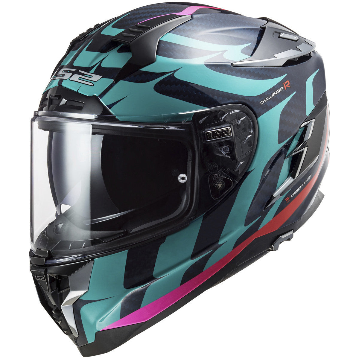 LS2 Challenger Carbon Flames Helmet-Blue/Red