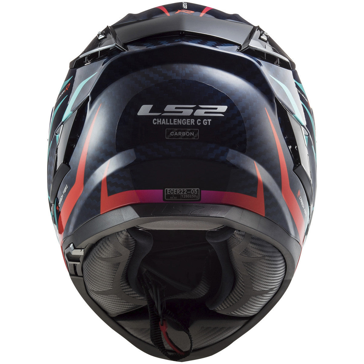 LS2 Challenger Carbon Flames Helmet-Blue/Red-Back-View