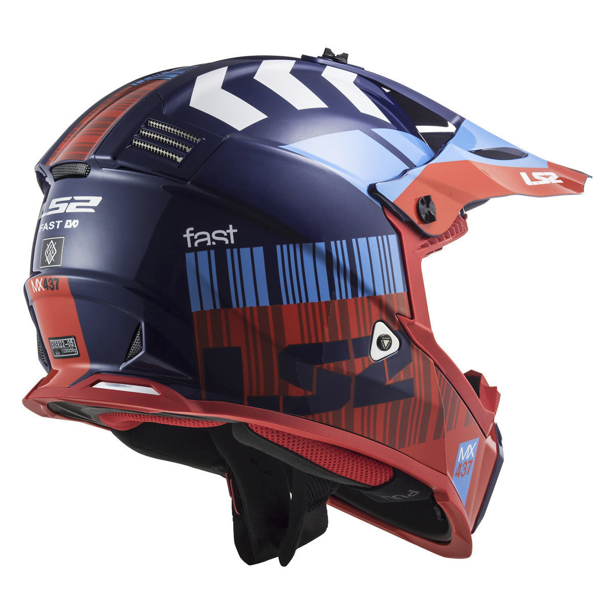 LS2 Gate Xcode Helmet-Blue/Red-Rear-View