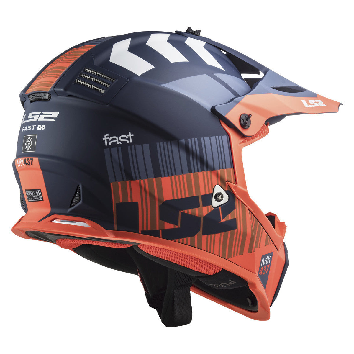 LS2 Gate Xcode Helmet-Blue/Orange-Rear-View