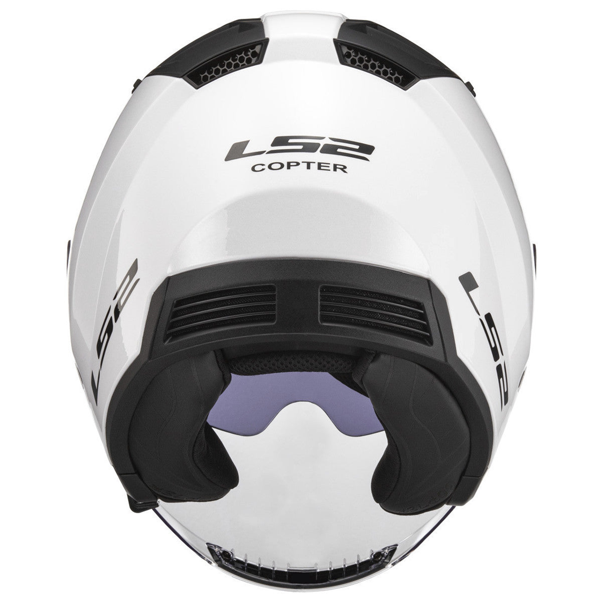 LS2 Copter Helmet-White-Back-View