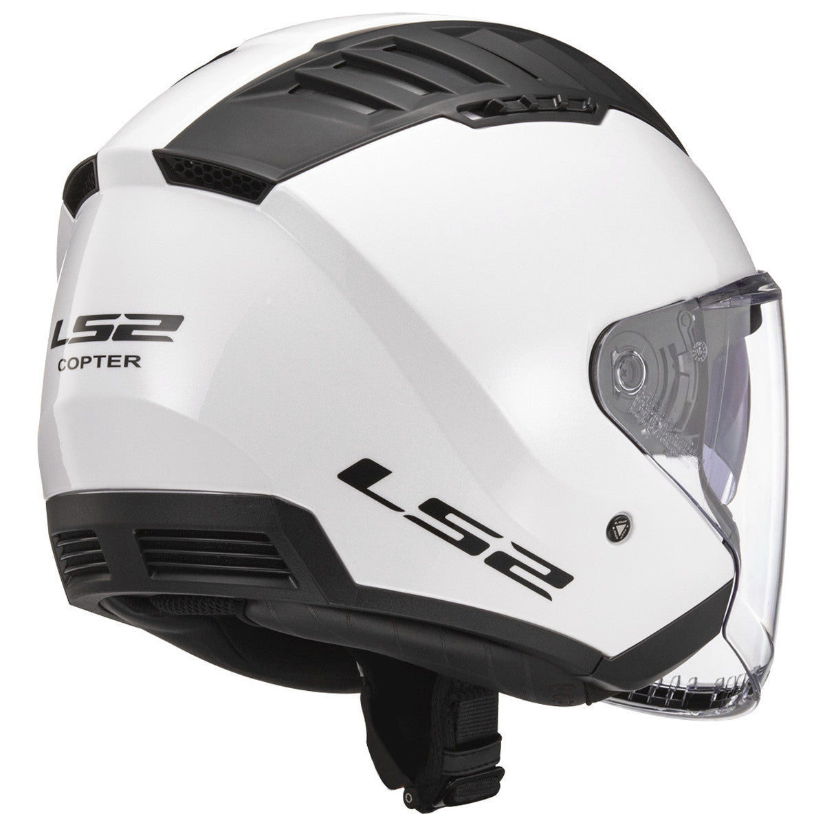 LS2 Copter Helmet-White-Rear-View