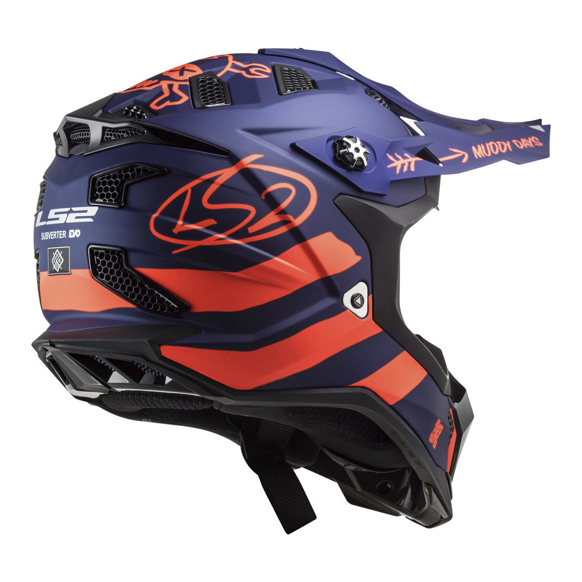 LS2 Subverter Evo Cargo Helmet--Blue/Orange-Rear-View