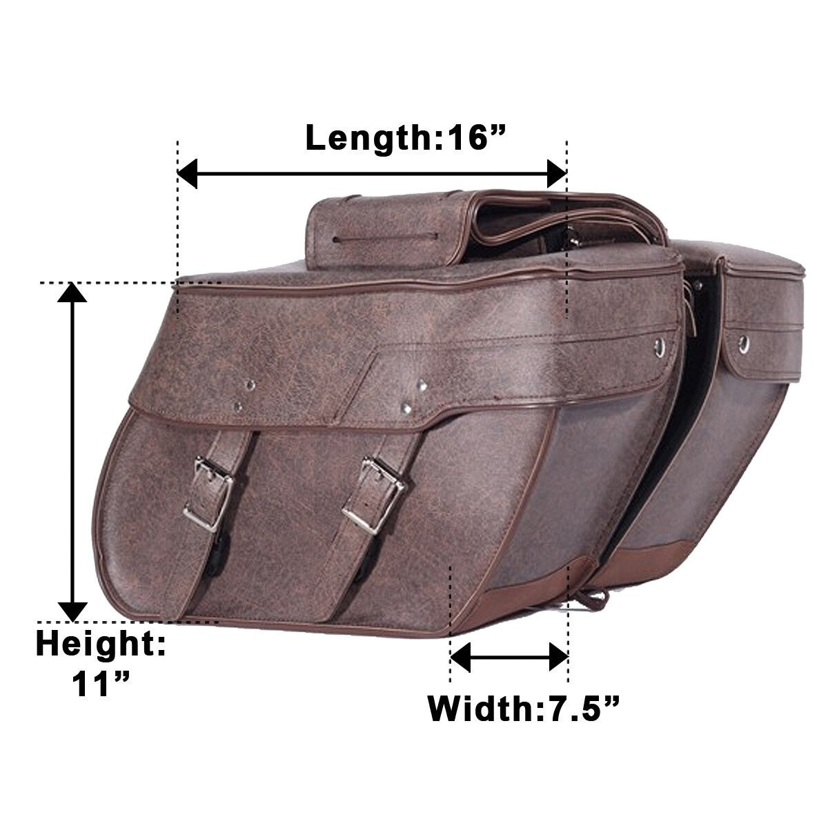 Brown Motorcycle Saddlebags With Lock  - Detail