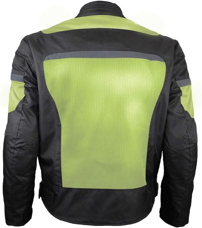 Vance VL1625HG Men's Advanced High Visibility All Season CE Armor Mesh Textile Motorbike Motorcycle Riding Jacket - back